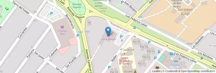Mapa de ubicacion de Ultra Market en アルゼンチン, リオネグロ州, Departamento Adolfo Alsina, Viedma, Viedma.