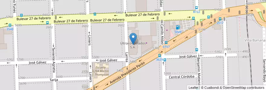 Mapa de ubicacion de Ultracongelados S.A. en الأرجنتين, سانتا في, Departamento Rosario, Municipio De Rosario, روساريو.