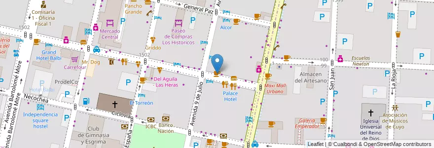 Mapa de ubicacion de Un cafe en Argentine, Chili, Mendoza, Departamento Capital, Ciudad De Mendoza.