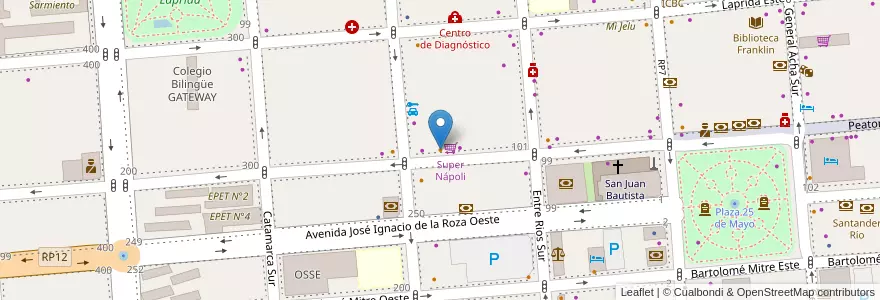 Mapa de ubicacion de Un Rincón de Nápoli en الأرجنتين, سان خوان, تشيلي, Capital.