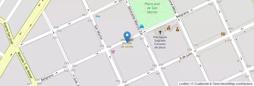Mapa de ubicacion de Una mesa Escuela de cocina en Argentine, Chubut, Puerto Madryn, Departamento Biedma.