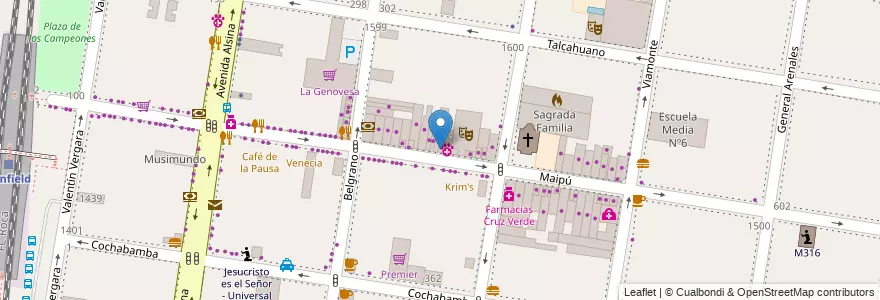 Mapa de ubicacion de Una vez mas en アルゼンチン, ブエノスアイレス州, Partido De Lomas De Zamora, Banfield.