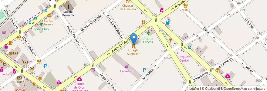 Mapa de ubicacion de Unaghi SushiBar, Villa Urquiza en آرژانتین, Ciudad Autónoma De Buenos Aires, Comuna 12, Buenos Aires.