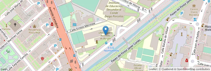 Mapa de ubicacion de UNED Centro Asociado de Burgos en İspanya, Castilla Y León, Burgos, Alfoz De Burgos, Burgos.