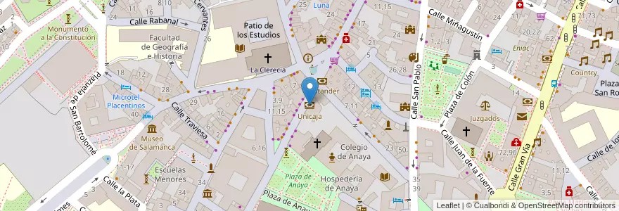 Mapa de ubicacion de Unicaja en Spanien, Kastilien Und León, Salamanca, Campo De Salamanca, Salamanca.