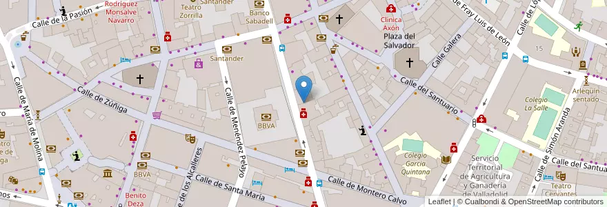 Mapa de ubicacion de Unicaja Banco en Espagne, Castille-Et-León, Valladolid, Valladolid.