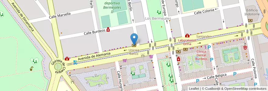 Mapa de ubicacion de Unicaja Banco en 西班牙, 安达鲁西亚, Sevilla, Sevilla.
