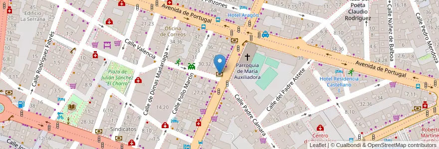 Mapa de ubicacion de Unicaja Banco en Spagna, Castilla Y León, Salamanca, Campo De Salamanca, Salamanca.