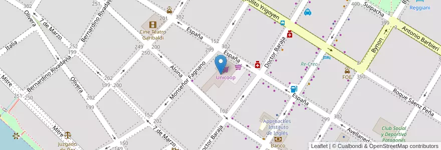 Mapa de ubicacion de Unicoop en Arjantin, Buenos Aires, Partido De Patagones, Carmen De Patagones.