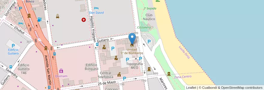 Mapa de ubicacion de Unidad 5º de Bomberos en Argentina, Wilayah Santa Cruz, Chile, Deseado, Caleta Olivia.