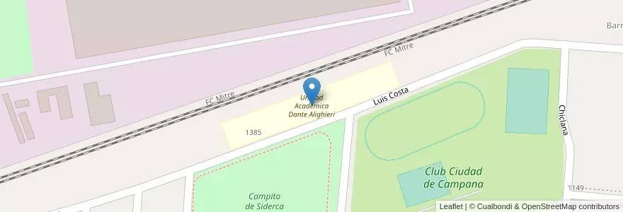 Mapa de ubicacion de Unidad Académica Dante Alighieri en Arjantin, Buenos Aires, Partido De Campana.