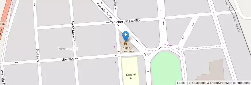 Mapa de ubicacion de Unidad de Bomberos en アルゼンチン, チリ, Provincia De Última Esperanza, マガジャネス・イ・デ・ラ・アンタルティカ・チレーナ州, サンタクルス州, Güer Aike, Río Turbio, Veintiocho De Noviembre.