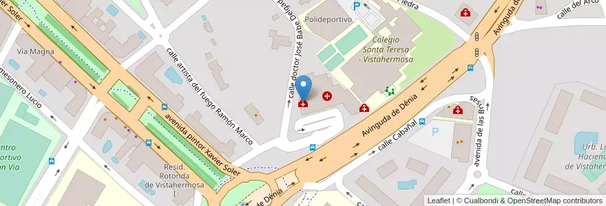 Mapa de ubicacion de Unidad de Reproducción Clínica Vistahermosa en اسپانیا, Comunitat Valenciana, Alacant / Alicante, L'Alacantí, Alacant / Alicante.