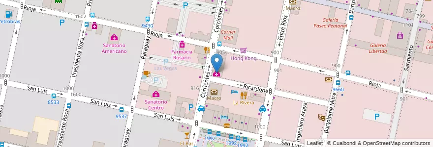 Mapa de ubicacion de Unidad de Servicios Centro en Argentinien, Santa Fe, Departamento Rosario, Municipio De Rosario, Rosario.