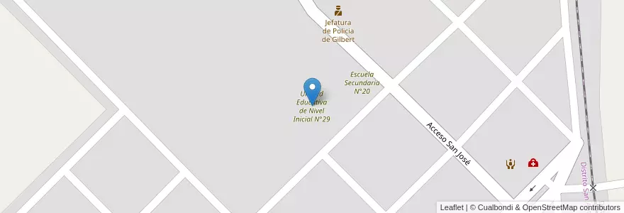 Mapa de ubicacion de Unidad Educativa de Nivel Inicial N°29 en آرژانتین, استان انتره ریوس, Departamento Gualeguaychú, Distrito San Antonio.