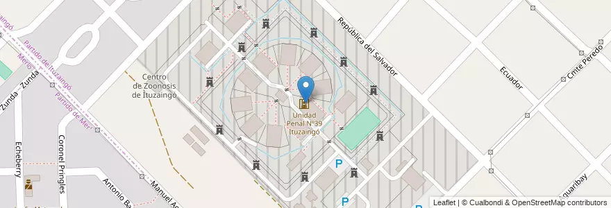 Mapa de ubicacion de Unidad Penal Nº39 Ituzaingó en Arjantin, Buenos Aires, Partido De Ituzaingó, Ituzaingó.