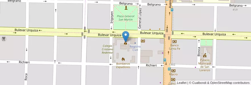 Mapa de ubicacion de Unidad Reginal XVII, Comisaría 1ra en Argentina, Santa Fe, Departamento San Lorenzo, Municipio De San Lorenzo, San Lorenzo.