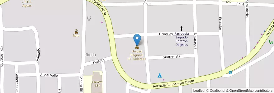 Mapa de ubicacion de Unidad Regional III - Eldorado en Arjantin, Misiones, Departamento Eldorado, Municipio De Eldorado, Eldorado.