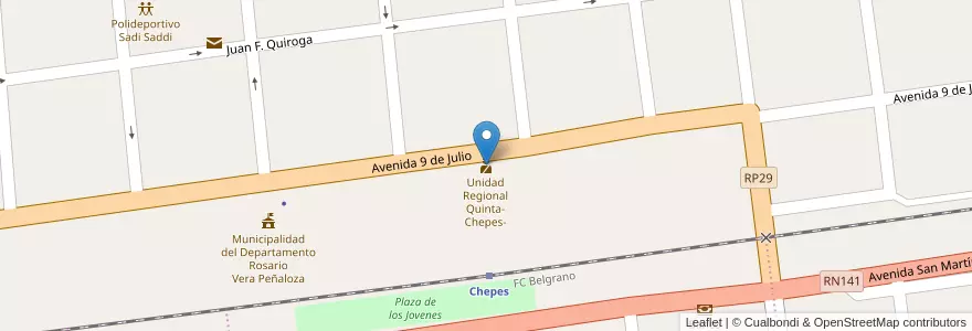 Mapa de ubicacion de Unidad Regional Quinta- Chepes- en 아르헨티나, La Rioja, Departamento Rosario Vera Peñaloza, Chepes.