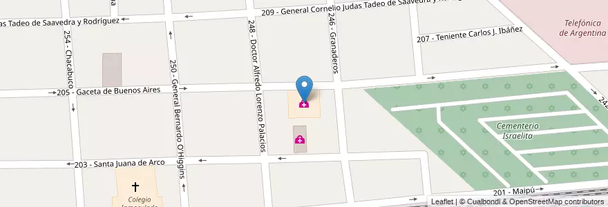 Mapa de ubicacion de Unidad Sanitaria 1 Wenceslao de Tata en Argentina, Provincia Di Buenos Aires, Partido De Tres De Febrero, Ciudadela.