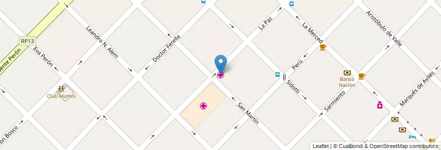 Mapa de ubicacion de Unidad Sanitaria Centro en الأرجنتين, بوينس آيرس, Partido De Ensenada.