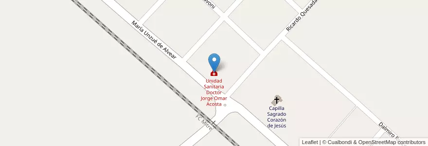 Mapa de ubicacion de Unidad Sanitaria Doctor Jorge Omar Acosta en アルゼンチン, ブエノスアイレス州, Partido De Ramallo.