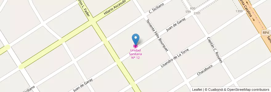 Mapa de ubicacion de Unidad Sanitaria N* 12 en Argentina, Buenos Aires, Partido De Esteban Echeverría, Luis Guillón.