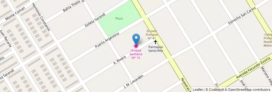 Mapa de ubicacion de Unidad Sanitaria N* 15 en アルゼンチン, ブエノスアイレス州, Partido De Esteban Echeverría, Monte Grande.
