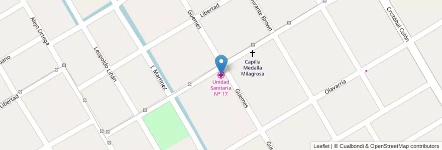 Mapa de ubicacion de Unidad Sanitaria N* 17 en Argentina, Buenos Aires, Partido De Esteban Echeverría, Monte Grande.