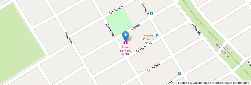 Mapa de ubicacion de Unidad Sanitaria N°10 en 阿根廷, 布宜诺斯艾利斯省, Partido De Ezeiza, La Unión.
