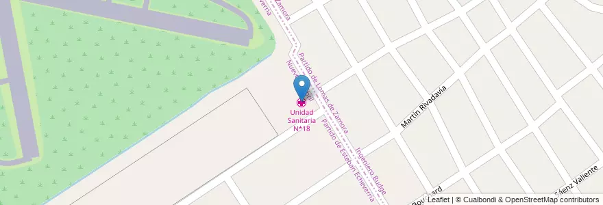 Mapa de ubicacion de Unidad Sanitaria N*18 en Arjantin, Buenos Aires, 9 De Abril.