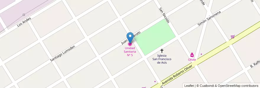 Mapa de ubicacion de Unidad Sanitaria Nº 5 en アルゼンチン, ブエノスアイレス州, Partido De Esteban Echeverría, 9 De Abril.