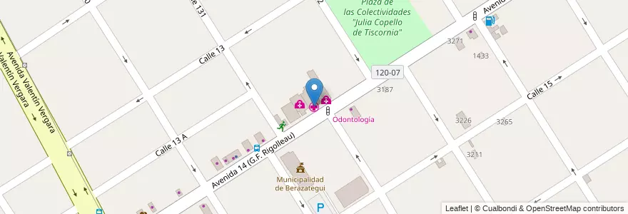Mapa de ubicacion de Unidad Sanitaria Nº1 - Dr. Javier Sábatto en Argentina, Provincia Di Buenos Aires, Partido De Berazategui, Berazategui.