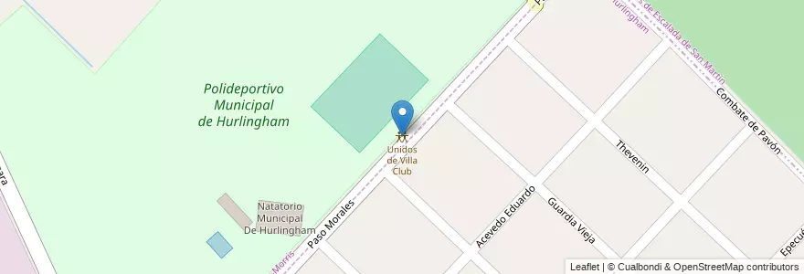 Mapa de ubicacion de Unidos de Villa Club en アルゼンチン, ブエノスアイレス州, Partido De Hurlingham, William C. Morris.
