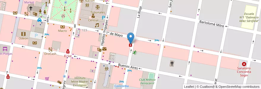 Mapa de ubicacion de Unión en アルゼンチン, エントレ・リオス州, Departamento Concordia, Distrito Suburbios, Concordia, Concordia.