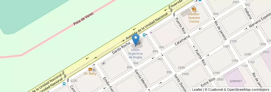 Mapa de ubicacion de Unión Argentina de Rugby en Argentina, Buenos Aires, Partido De San Isidro.