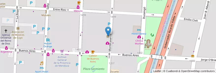 Mapa de ubicacion de Union Personal Civil de la Nacion (UPCN) - Mendoza en 아르헨티나, 칠레, Mendoza, Departamento Capital, Ciudad De Mendoza, Sección 3ª Parque O'Higgins.