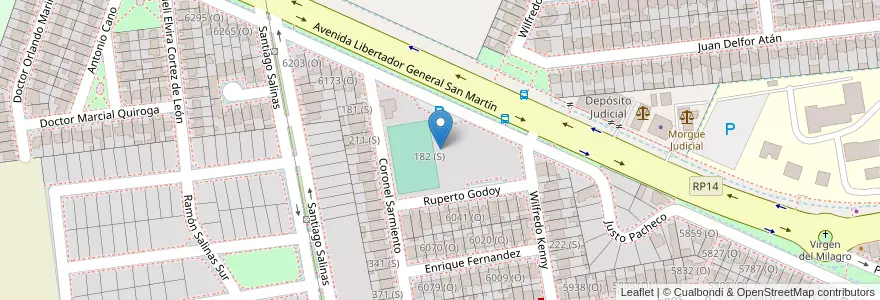 Mapa de ubicacion de Union Vecinal Barrio Alferez Camus en アルゼンチン, サンフアン州, チリ, Rivadavia.