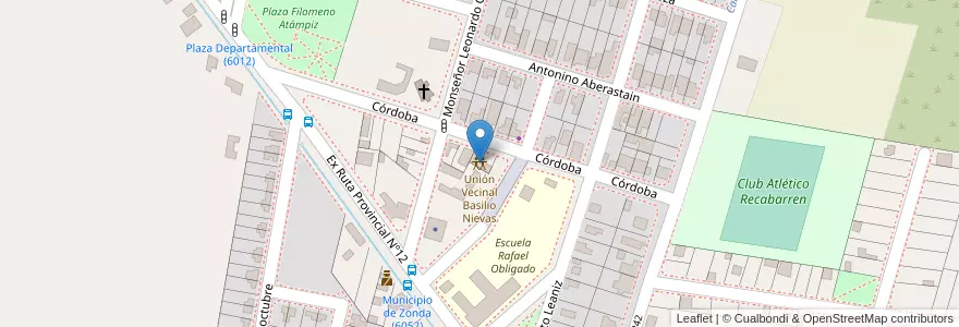 Mapa de ubicacion de Unión Vecinal Basilio Nievas en Argentinië, San Juan, Chili, Zonda.