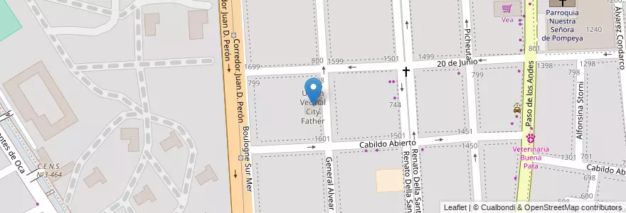 Mapa de ubicacion de Unión Vecinal City Father en Arjantin, Şili, Mendoza, Godoy Cruz, Departamento Godoy Cruz, Distrito Ciudad De Godoy Cruz.
