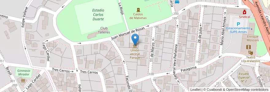 Mapa de ubicacion de Unión vecinal Parque en Arjantin, Santa Cruz, Şili, Mirador, Deseado, Caleta Olivia.