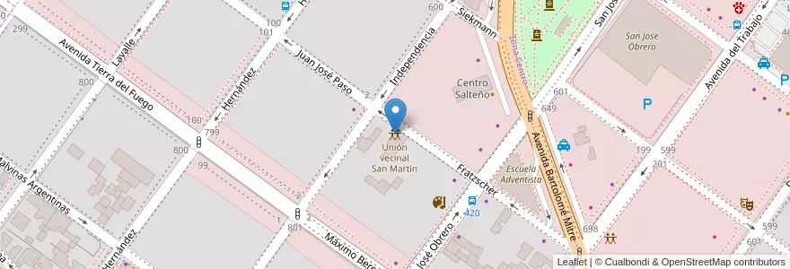 Mapa de ubicacion de Unión vecinal San Martín en Аргентина, Санта-Крус, Чили, Mercado De La Ciudad, Deseado, Caleta Olivia.