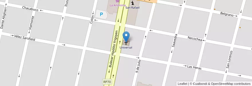 Mapa de ubicacion de Universal en Arjantin, Santa Fe, Departamento Castellanos, Municipio De Rafaela.
