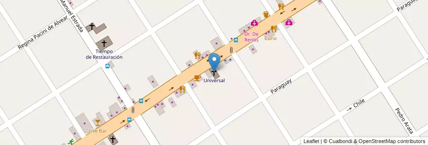 Mapa de ubicacion de Universal en Arjantin, Buenos Aires, Partido De Tigre, Don Torcuato.