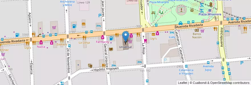 Mapa de ubicacion de Universal, Balvanera en アルゼンチン, Ciudad Autónoma De Buenos Aires, Comuna 3, ブエノスアイレス.