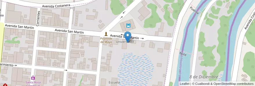 Mapa de ubicacion de Universidad en アルゼンチン, フォルモサ州, Departamento Pilcomayo, Municipio De Clorinda, Clorinda.