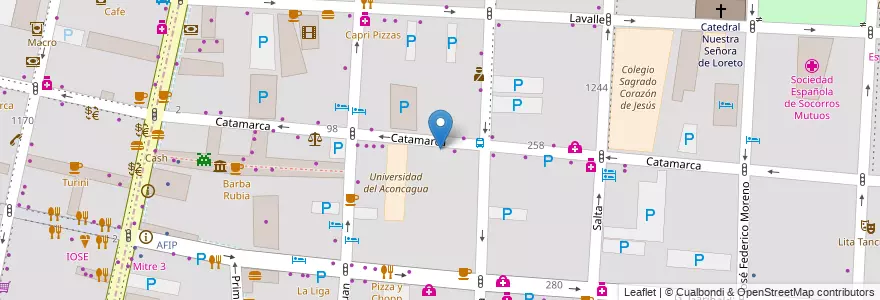 Mapa de ubicacion de Universidad Aconcagua Rectorado en آرژانتین, شیلی, Mendoza, Departamento Capital, Ciudad De Mendoza, Sección 3ª Parque O'Higgins.