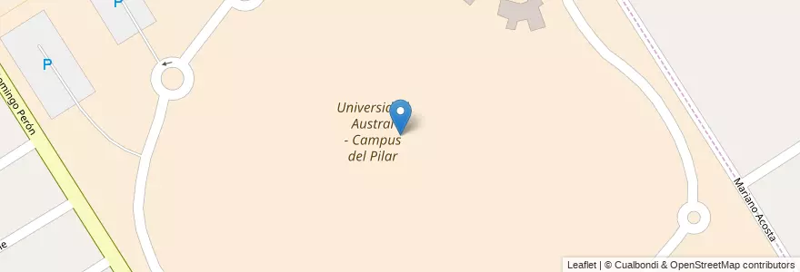 Mapa de ubicacion de Universidad Austral - Campus del Pilar en アルゼンチン, ブエノスアイレス州, Partido Del Pilar, Presidente Derqui.