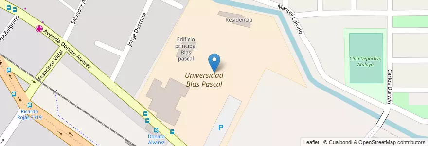 Mapa de ubicacion de Universidad Blas Pascal en آرژانتین, Córdoba, Departamento Capital, Pedanía Capital, Córdoba, Municipio De Córdoba.