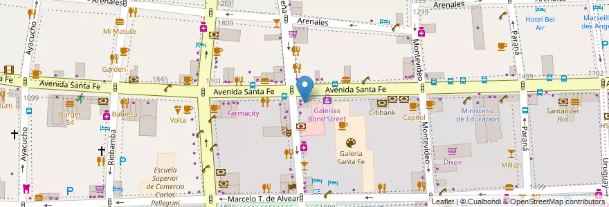 Mapa de ubicacion de Universidad Blas Pascal, Recoleta en アルゼンチン, Ciudad Autónoma De Buenos Aires, Comuna 2, ブエノスアイレス.